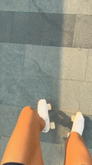 Rollerblading Antalya's coastal promenade at sunset