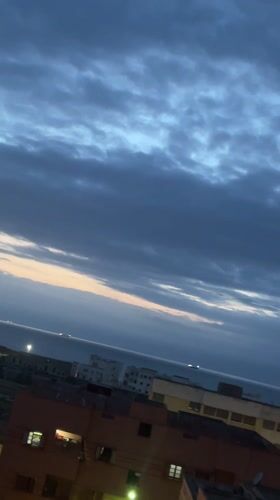 Twilight sky with layered clouds observed in Safi, Morocco