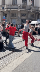Street performers entertain crowds in Zagreb shopping district