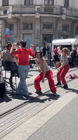 Street performers entertain crowds in Zagreb shopping district