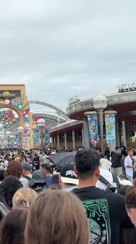 Crowds gather at Universal Studios Japan's 25th anniversary celebration