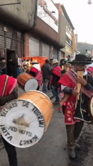 Political rally with traditional music celebration in La Paz