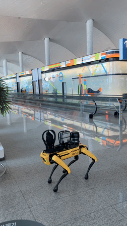 Quadruped robot on patrol at Incheon transit hub
