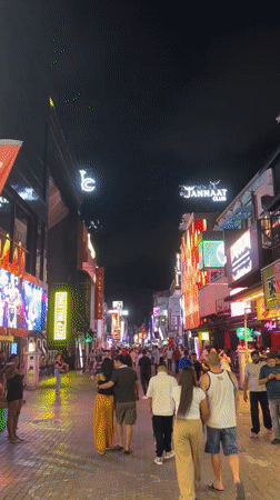Busy evening street life observed in Pattaya City
