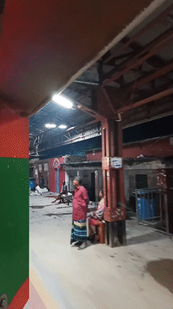 Evening train stop at Rajbari Railway Station, Bangladesh