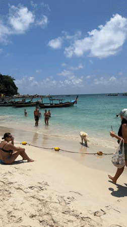 Woman takes beach selfie in Patong, Thailand