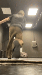 Breakdancer performs morning practice session in Krasnoyarsk studio