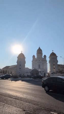 Bucharest's National Cathedral on a clear summer day