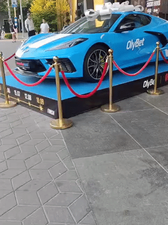 Corvette on display in Tallinn, dressed up as a prize