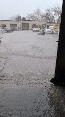 Rainstorm floods industrial yard in Haskovo, Bulgaria