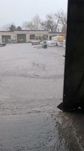 Rainstorm floods industrial yard in Haskovo, Bulgaria