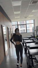 Woman takes selfie in Sofia pilates studio