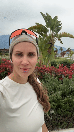 Woman records selfies amid tropical plants in Fethiye