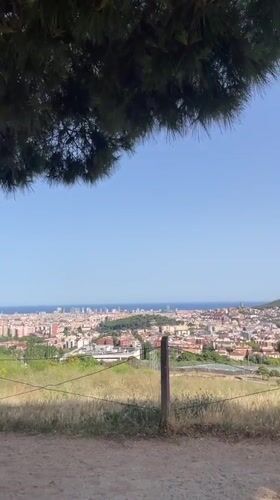 Barcelona panoramas from a Collserola hillside on a clear summer afternoon