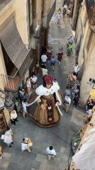 Gegants parade through Barcelona's old quarter streets