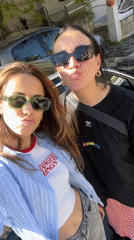 Two women take selfies in Belgrade suburb