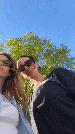 Two women take selfies in Belgrade suburb