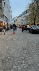 Berlin commuter activity documented around U-Bahn station Thursday evening
