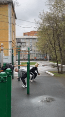 Early morning outdoor exercise session observed in Krasnoyarsk