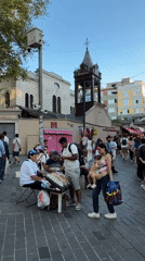 Street food and foot traffic fill Kadıköy on a September afternoon