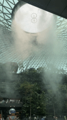 Morning visitors explore Jewel Changi Airport's indoor waterfall garden