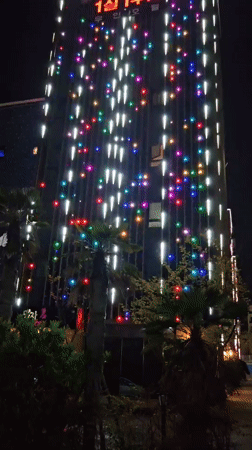Hotel displays animated lights in Ulsan, South Korea