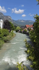 Morning street life documented in Alpine town Garmisch-Partenkirchen