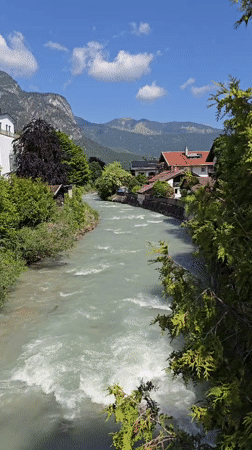 Morning street life documented in Alpine town Garmisch-Partenkirchen