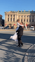 Wedding celebration captured on Saint Petersburg streets near cathedral