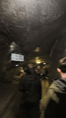 Tourists explore historic Wieliczka Salt Mine underground chambers and exhibits