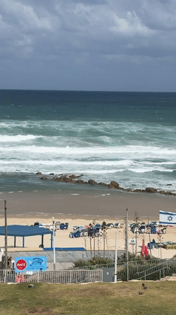 Strong winds hit Bat Yam beach, Israel
