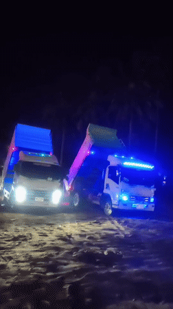 Nighttime construction work observed in Thai coastal communities