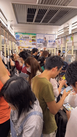 Early morning commuter scenes documented on Tokyo area train