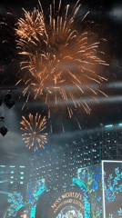 Fireworks and crowds at a big outdoor night event in Nha Trang