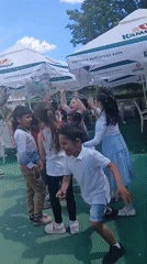 Children enjoy outdoor activities with artificial snow in Bulgaria
