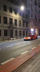 Night walk through central Warsaw, red Lamborghini included