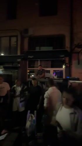 Blagoevgrad's nightlife strip buzzing on a summer evening