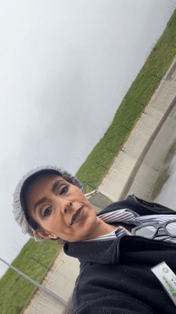 Woman speaks to camera outside in Betzdorf, Luxembourg