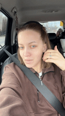 Couple takes selfies in car in Klin, Russia