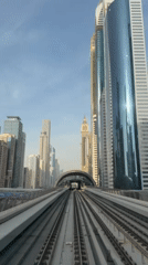 Train passenger films elevated rail journey through Dubai cityscape