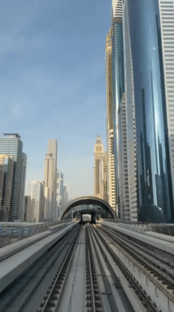 Train passenger films elevated rail journey through Dubai cityscape