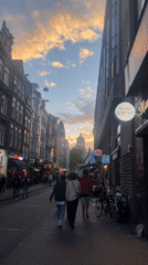 Amsterdam street scenes at sunset near The Bulldog