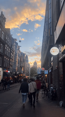 Amsterdam street scenes at sunset near The Bulldog