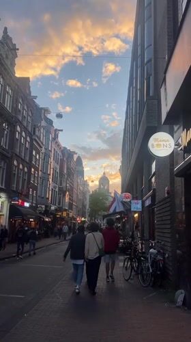 Amsterdam street scenes at sunset near The Bulldog