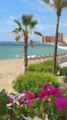 Sunny beach day documented in Spanish coastal resort town