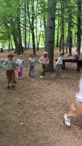 Children's outdoor group activities documented in Montenegro forests