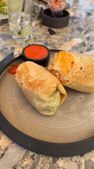 Breakfast burritos photographed on plate in Los Angeles