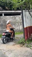 Women with decorated scooters spotted in North Kuta morning scenes