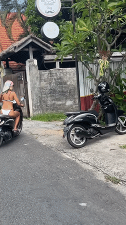 Women with decorated scooters spotted in North Kuta morning scenes