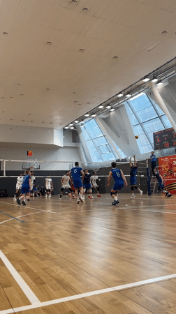 Indoor volleyball match held at Moscow gymnasium